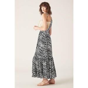 Tigerlily Zoya Maxi Dress Size 6 Animal Print Black White Tiered Flowy NWT